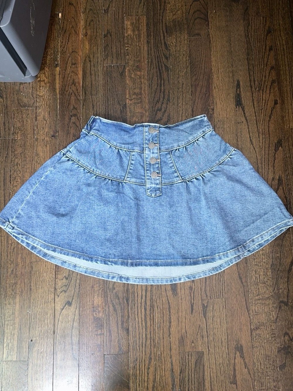 Women's Blue Denim Button-Front Mini Skirt